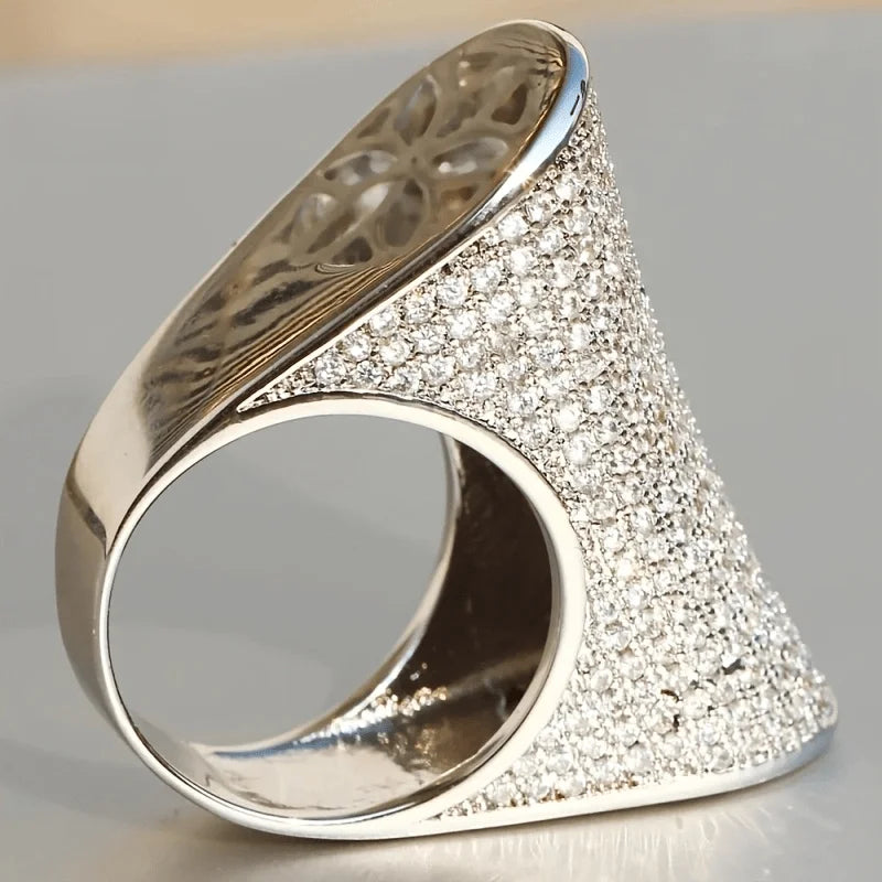 Luxury White Zircon Stone Vintage Silver Rings
