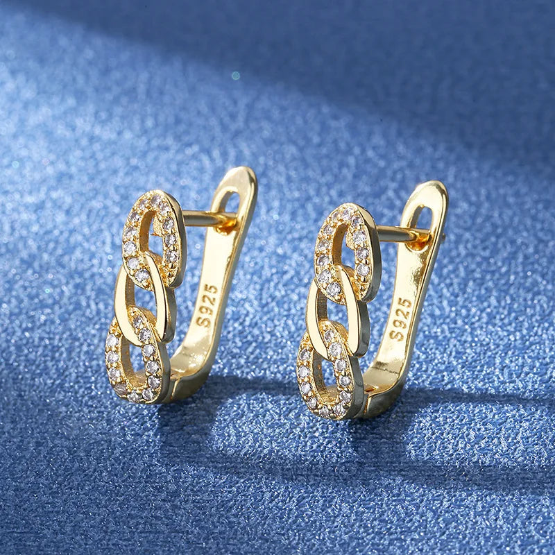 925 Silver Needle Princess Crystal Square Zircon Drop Earrings