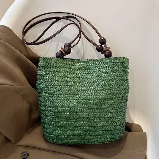 Casual Straw Woven Shoulder Wicker Handmade Beach Bag