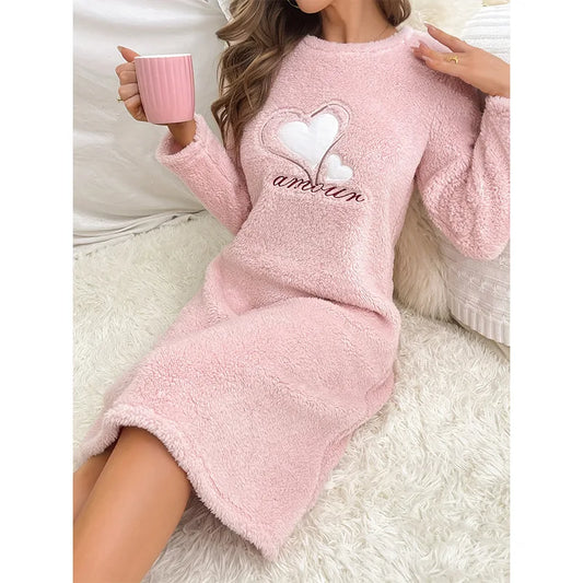 Thicken Warm Nightgown Heart Pyjama