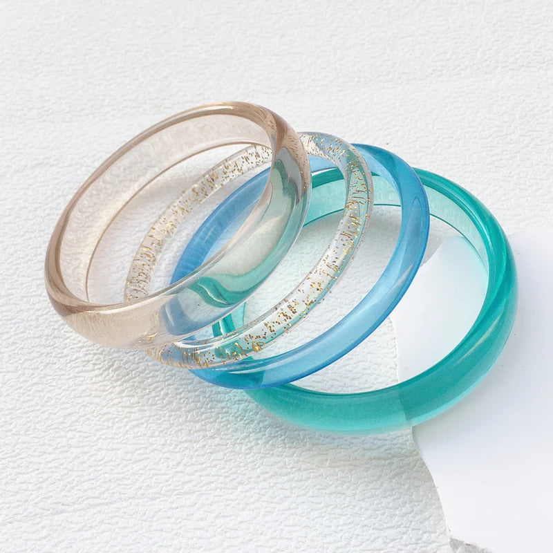 4-Piece Marble Acrylic Resin Bracelet