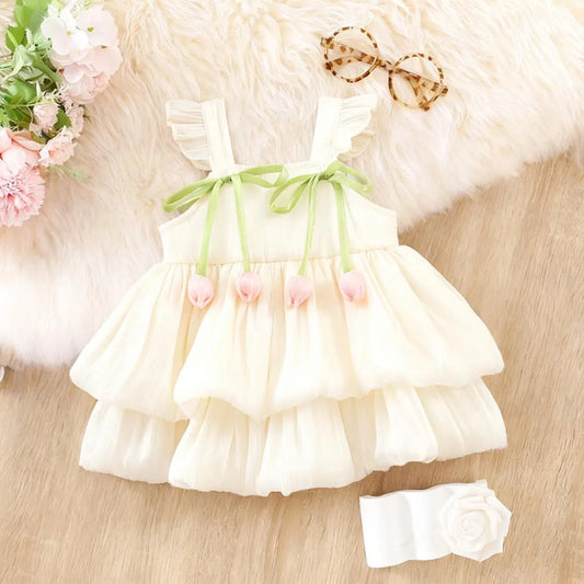 Baby Girl Flower Small Fly Sleeve Girl Dress