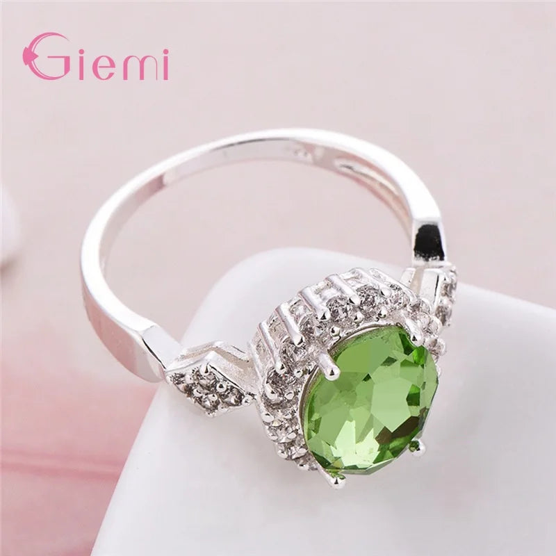 925 Sterling Silver Engagement Curve Cubic Zircon Ring