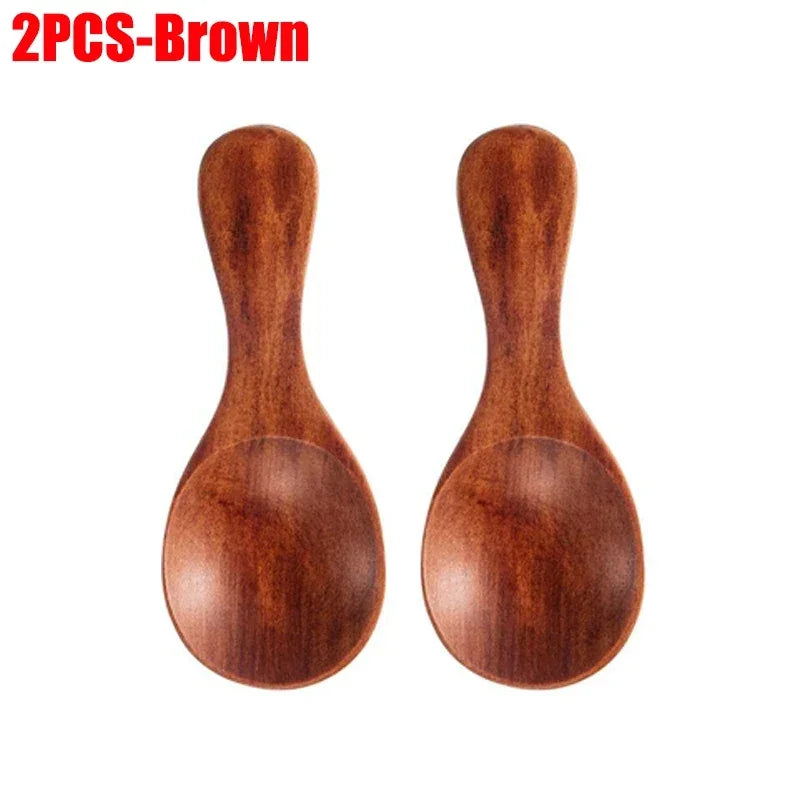 1-10PCS Mini Natural Wooden Spoons