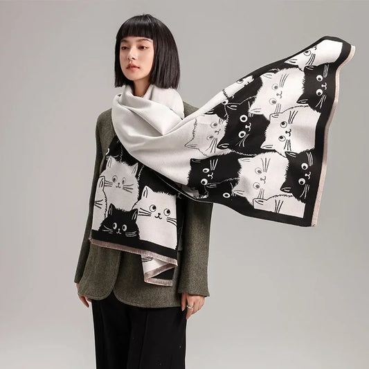 Cute Cat Cashmere Scarf