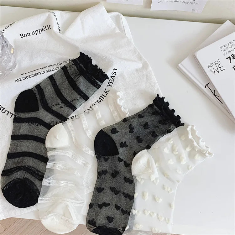 Thin Glasses French Lace Socks