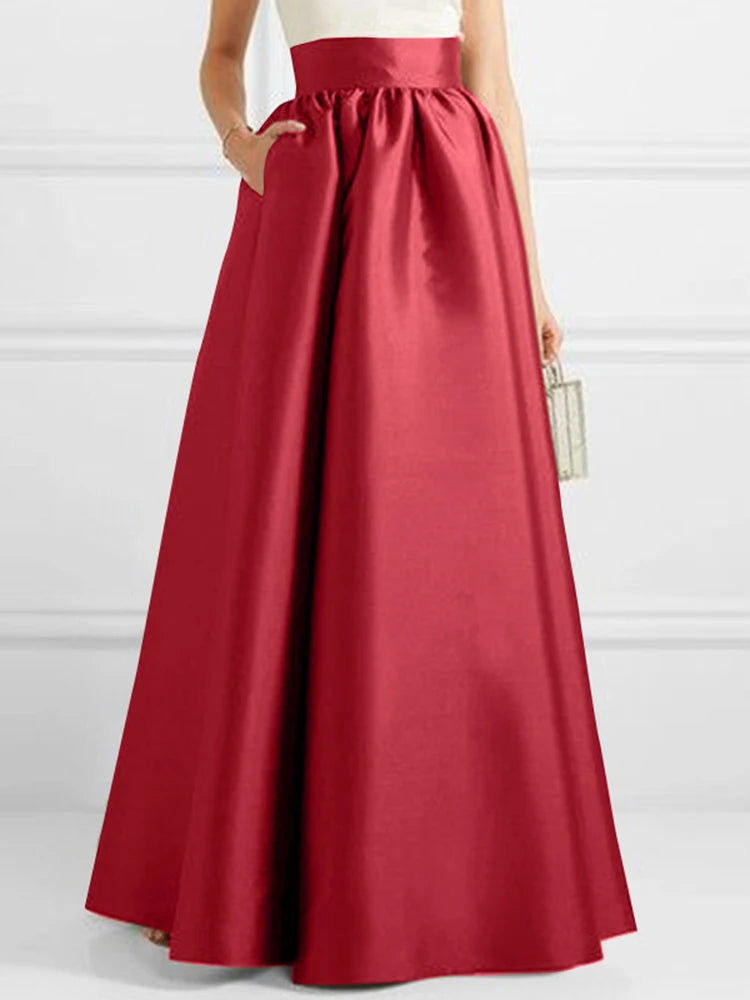 Satin Silk Black Maxi Long Skirts