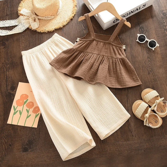 Bear Leader Brown Retro Printed Plaid Camisole Set