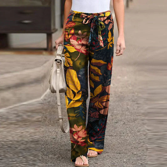 Casual Cotton High Waist Wide Leg Pants