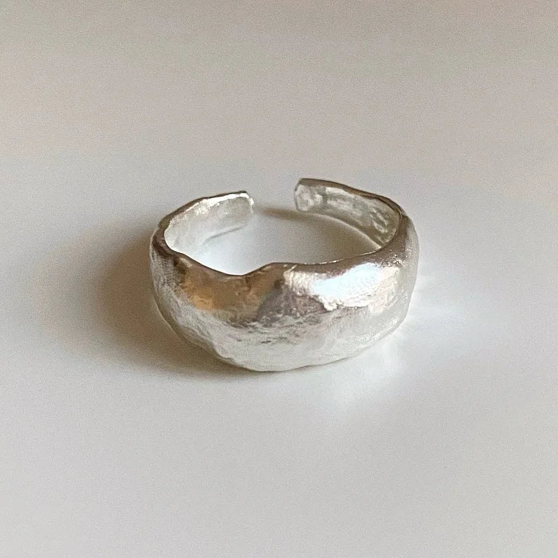 925 Sterling Silver Geometry Irregular Sanding Rings
