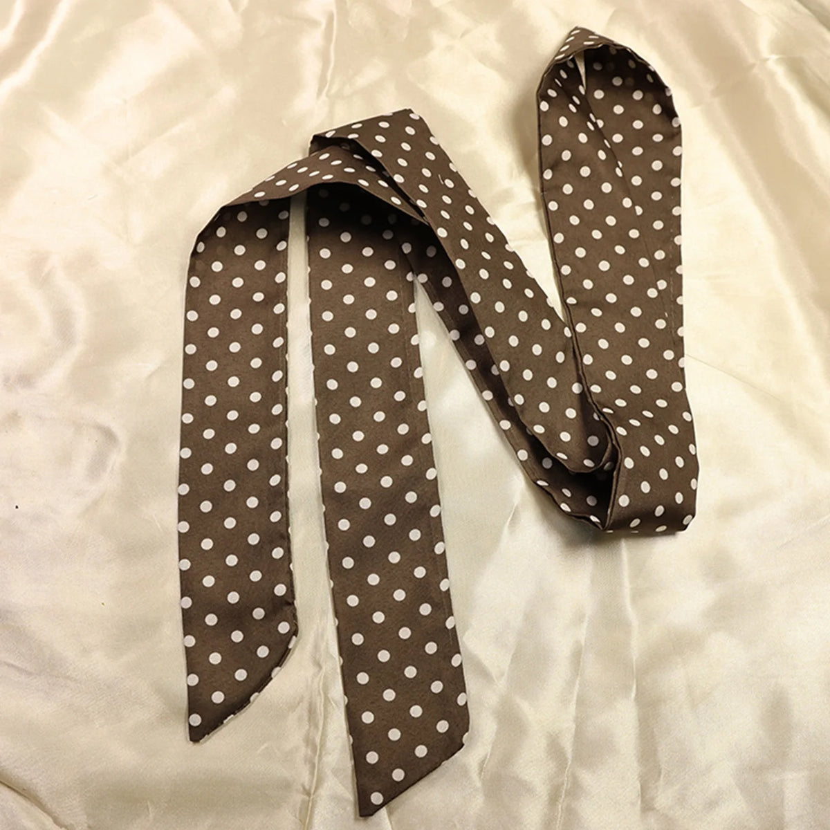 Narrow Long Scarf Polka Dot Tie Bag Ribbon Headband Choker