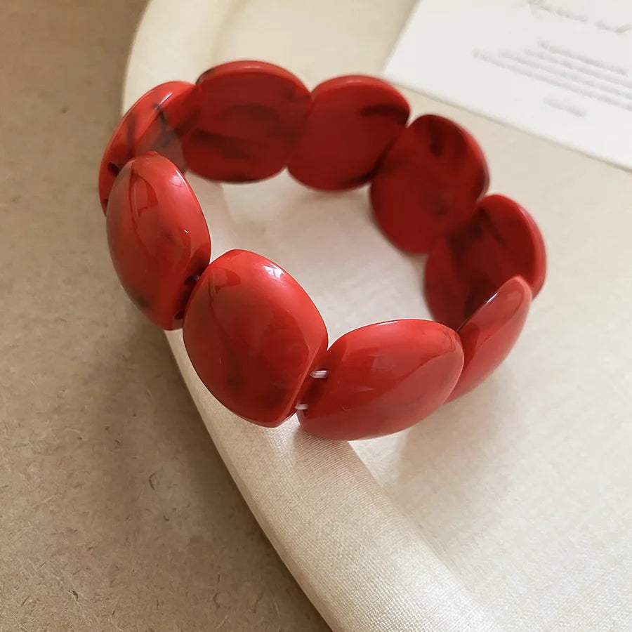 Acrylic Irregular Square Round Beaded Bracelet