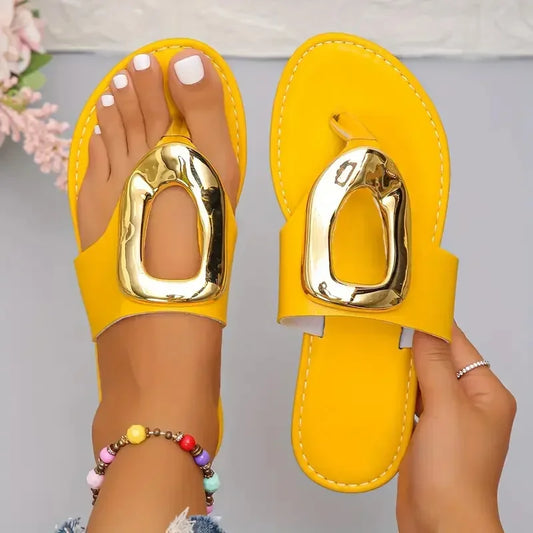 Luxury Flat Beach Metal Sandals
