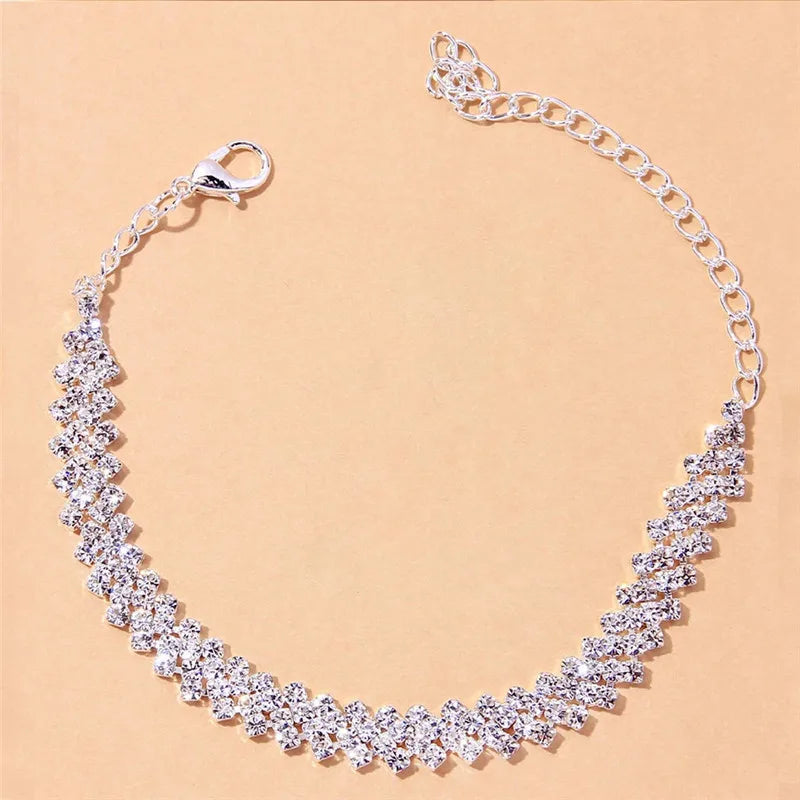 Shining Cubic Zirconia Chain Ankle Bracelet