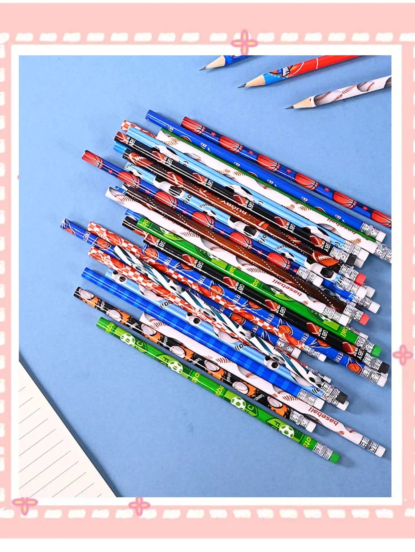 12pcs Sports Ball Themed Wooden Pencils