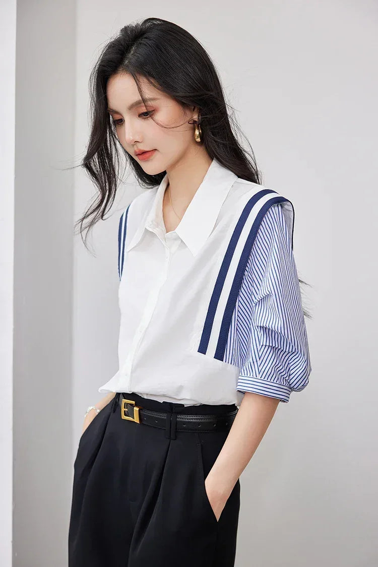 Korean Tops Chiffon Short Sleeve Shirts