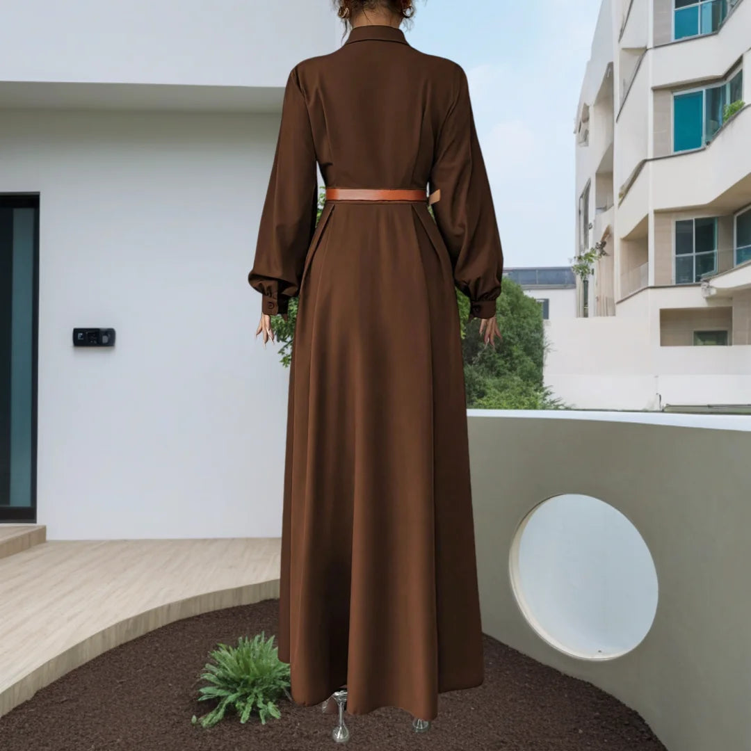 Elegant Long Lantern Sleeve Office Maxi Casual Long Dress