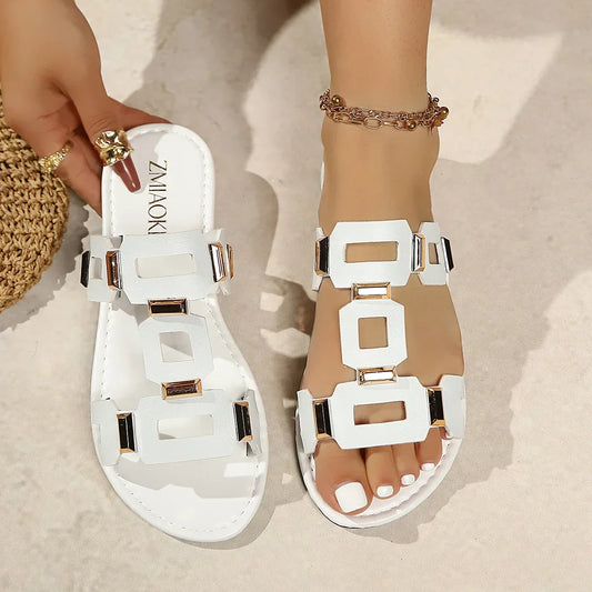 Open-toe Foot Vacation Flat Flip Flops Slippers