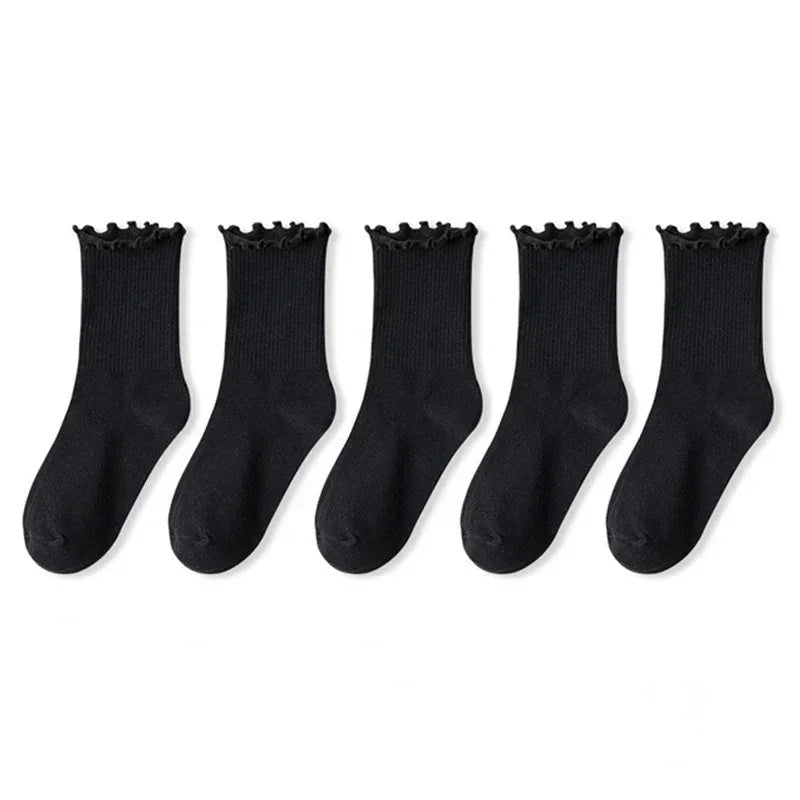 5 pair /Lot Ruffle Cotton Short Socks