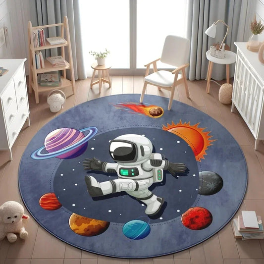 Planets Astronauts Playmat Round Rug Living Room Decor Sofa Rug
