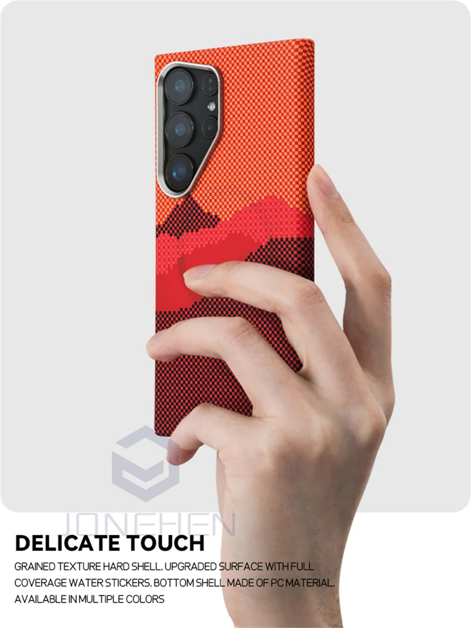 Ultra Slim Carbon Fiber Pattern Mganetic Samsung Cover