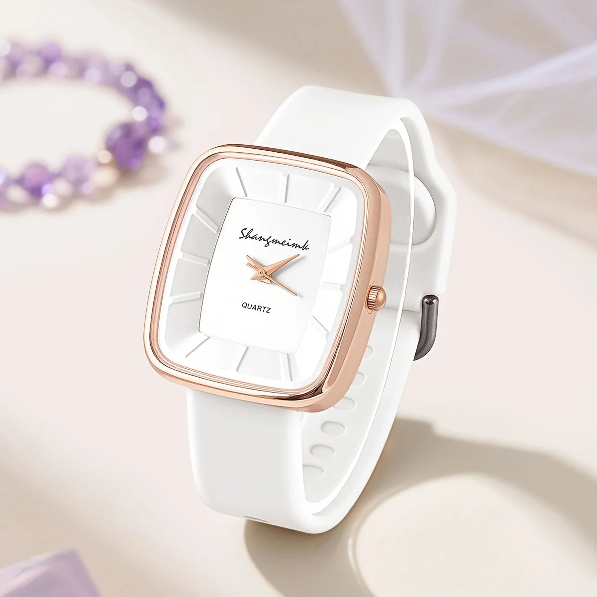 Square Quartz Wristwatch Elegant Silicone Watches
