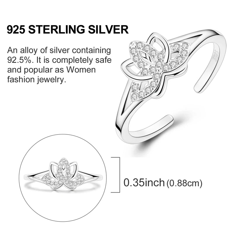 925 Sterling Silver Sparking Wave Star and Moon Rings