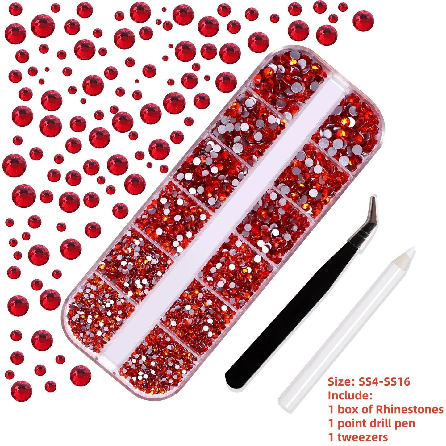 12Gird 3D Glass AB Crystal Nail Art Rhinestones Kit