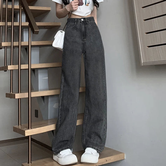 Vintage Wide Leg High Waist Denim Jeans Pants