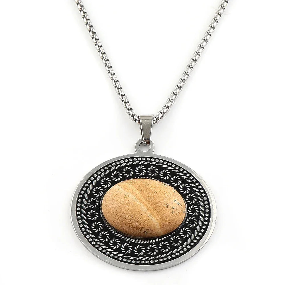 Stainless Steel Bohemia Natural Stone Vintage Necklaces