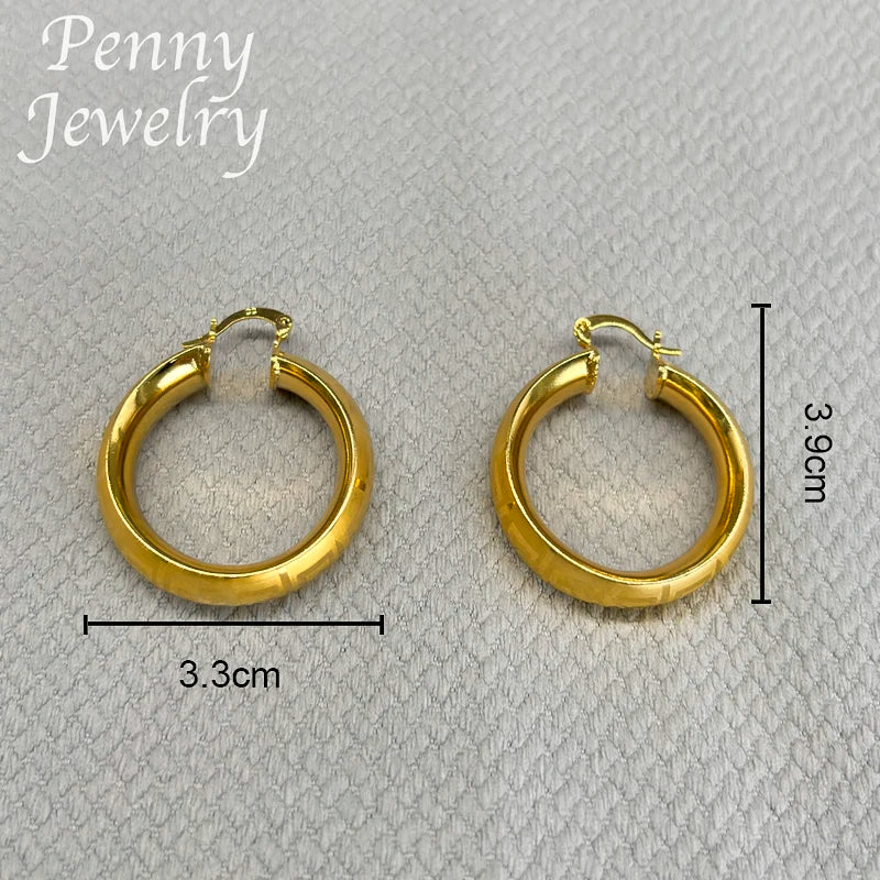 18K Gold Plated Hoop Copper Vintage Circle Earring
