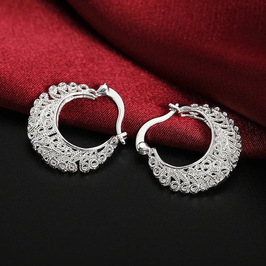 925 Sterling Silver Carved drop Earrings