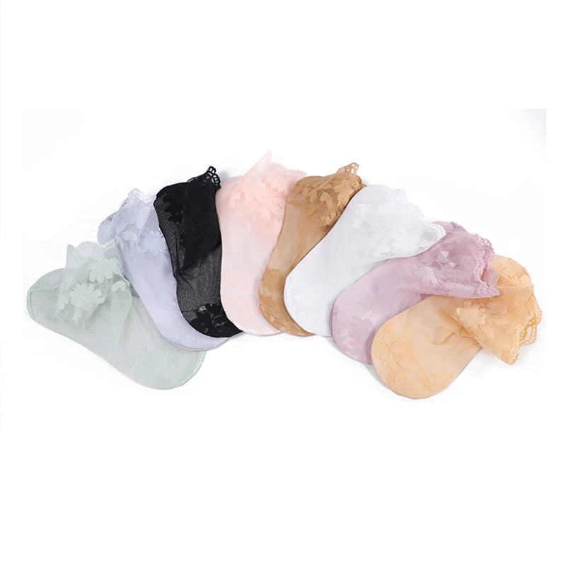 5 Pairs/Lot Lace Transparent Short Ankle Sock