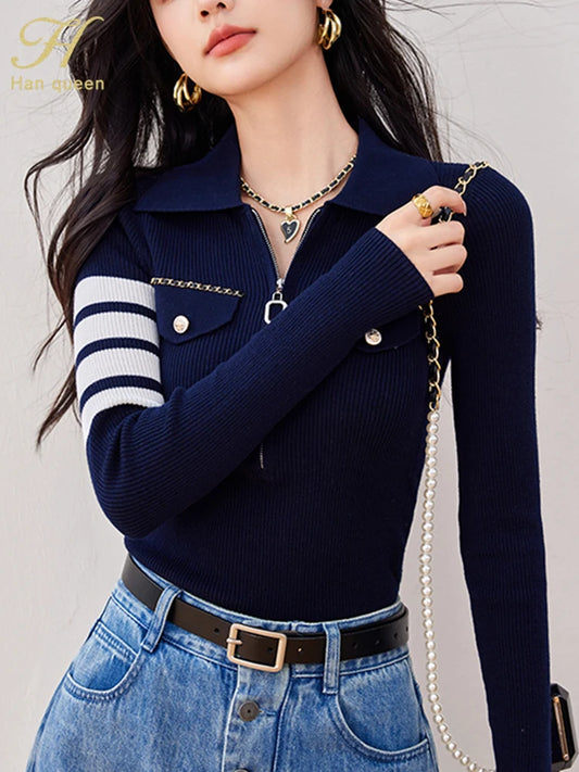 Chic Zippers Vintage Casual Knitted Pullover Sweaters