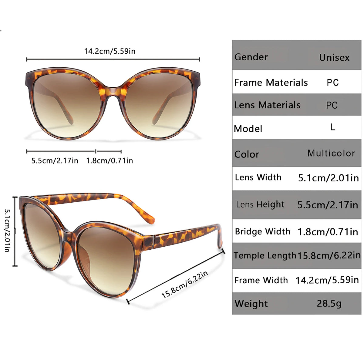 Large Frame Cat Eye Unisex Sunglasses