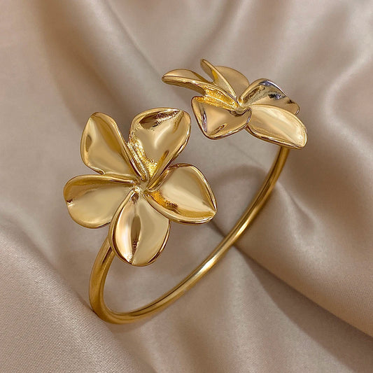 DANA Stainless Steel Flower Cuff Bracelet