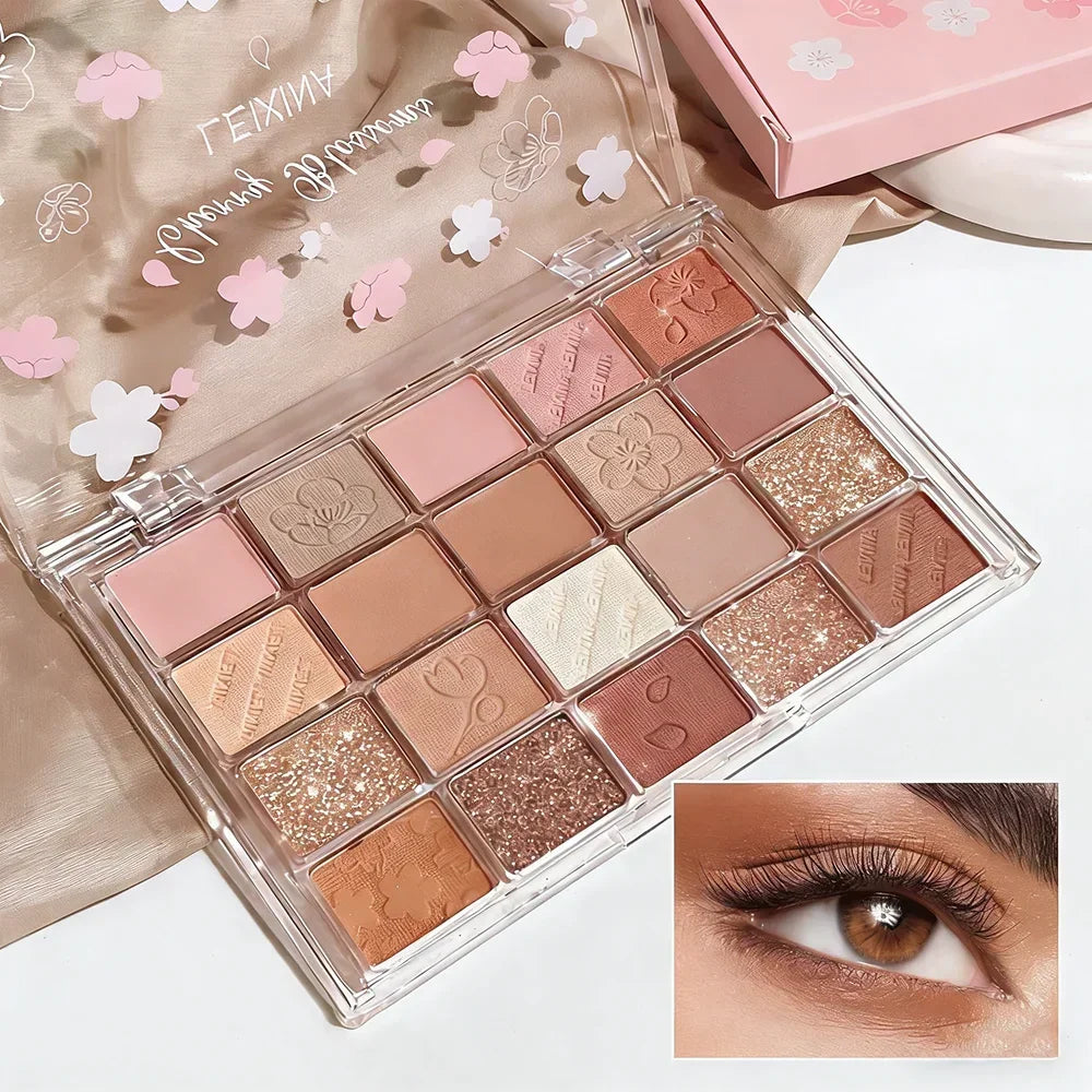 20-Color Eyeshadow Palette with Glitter Makeup