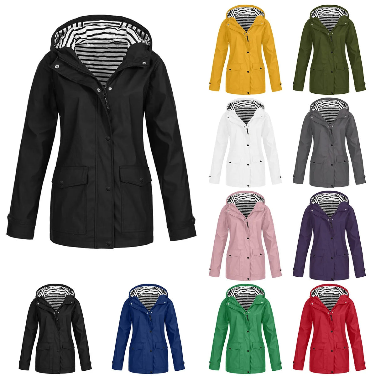 Rain Heat Retaining Outdoor Plus Size Waterproof Hooded Raincoat Coat