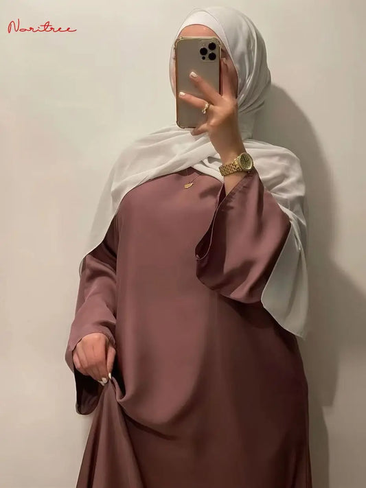 Silky Muslim Full Length Flare Sleeved Soft Abaya