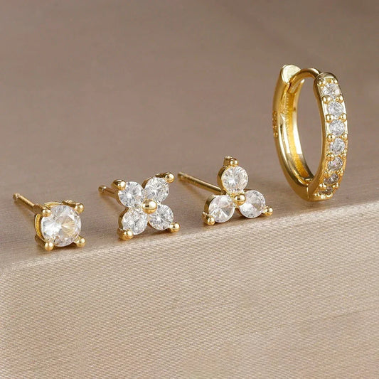 DANA 18K Gold Plated Flower Earrings Set