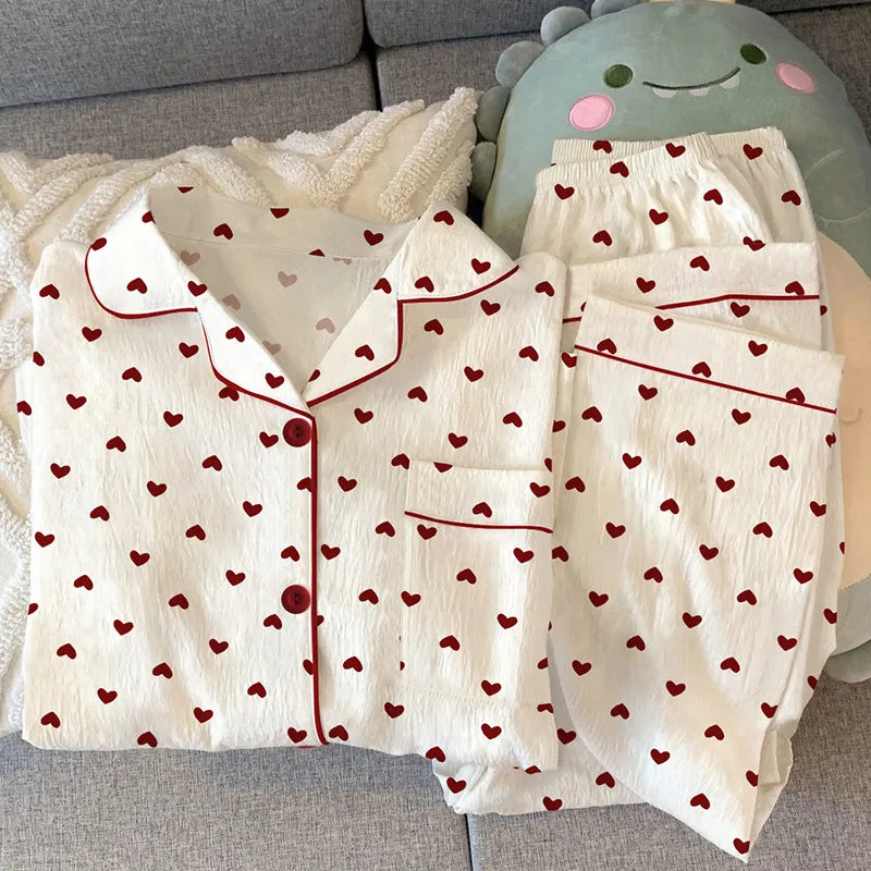 Love Cardigan Pajamas Long Sleeve Set