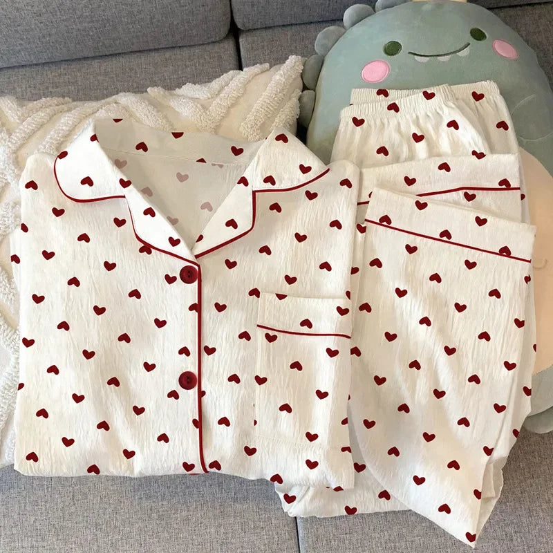 Love Cardigan Pajamas Long Sleeve Set