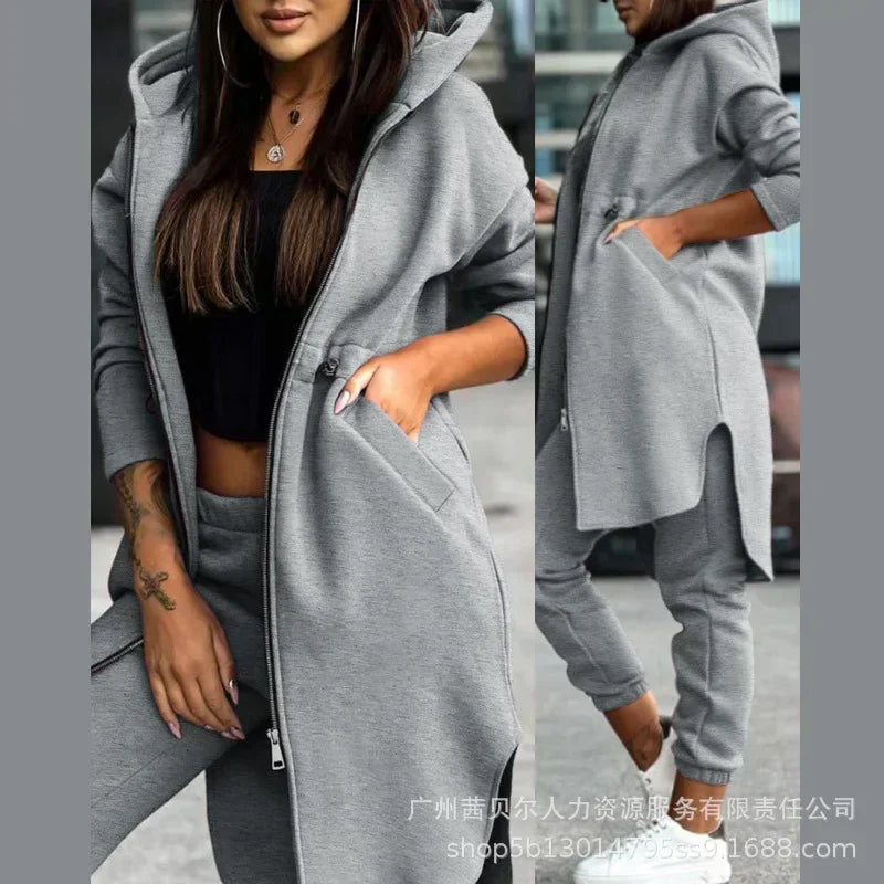 Hooded Suit Casual Jacket Set