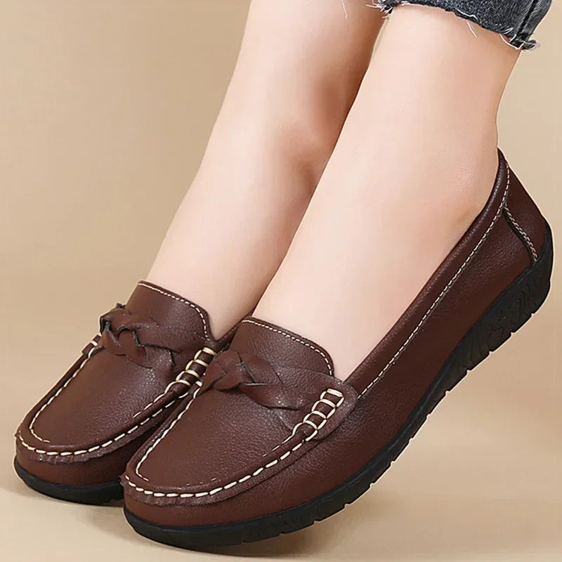 Soft Leather Loafer Flats Slip Shoes