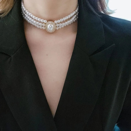 Bridal White Imitation Pearl Necklace Set