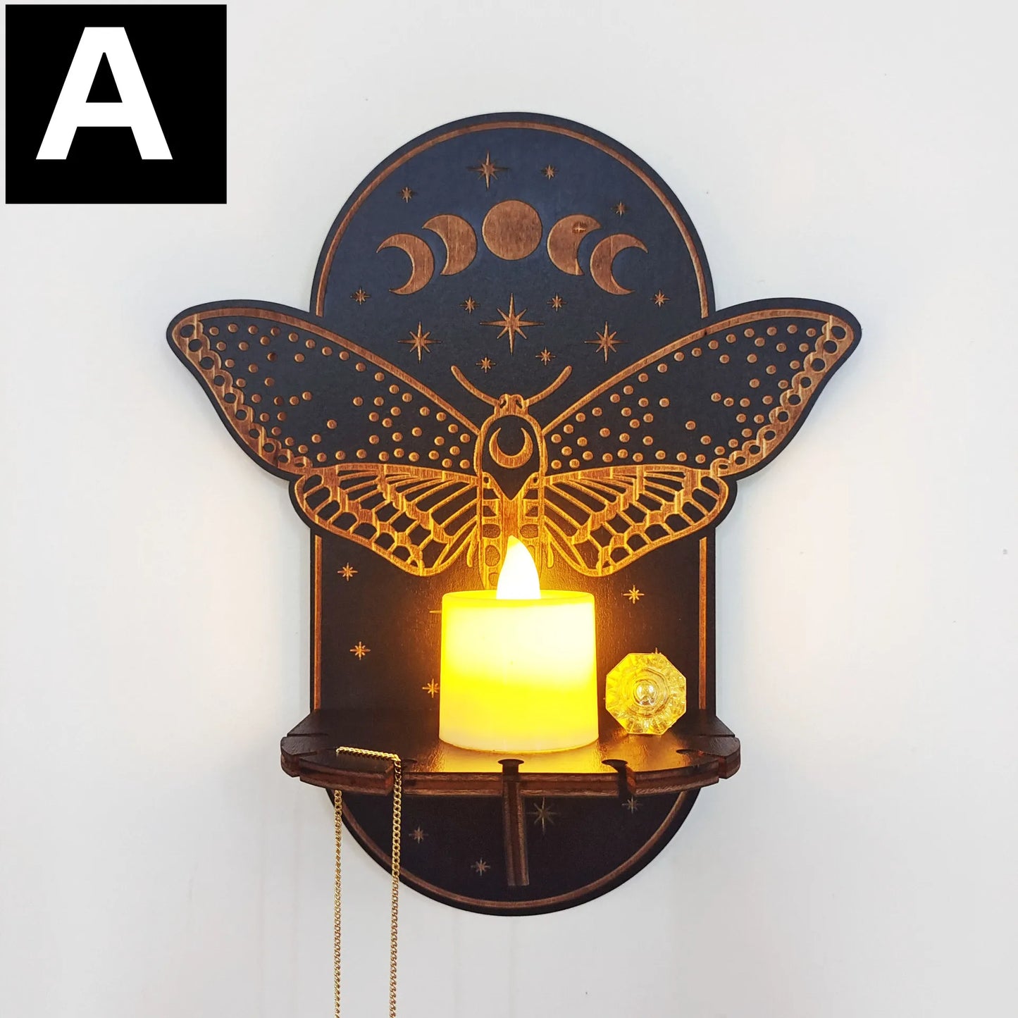 Wall Hanging Candlestick Wooden Carving Decor