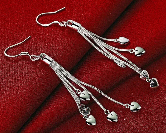 925 Sterling Silver Upper Heart Earrings