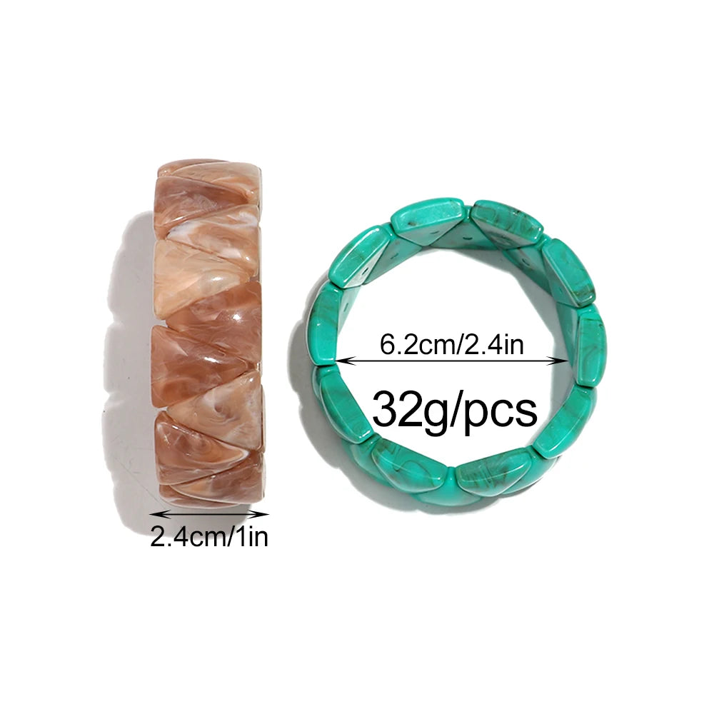 Acrylic Geometric Triangle Marble Elastic Beads Bracelets