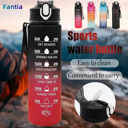 Time-Tracking Straw Leak Proof Locking Flip Cover Water Bottle