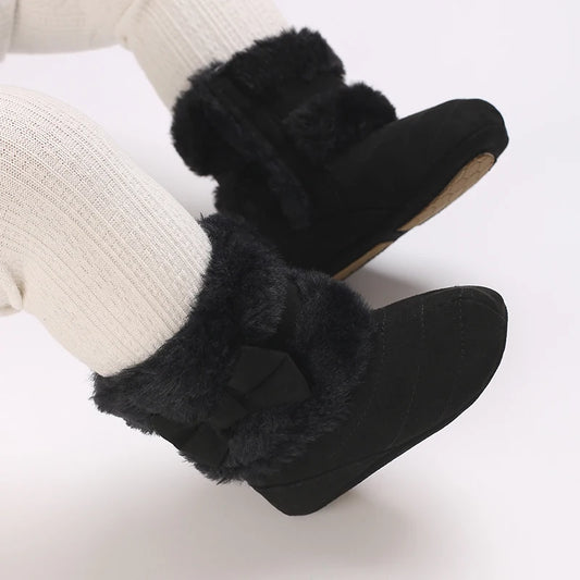 0-18M Winter Plush Comfort Snow Cute Bow Cotton Toddler Shoes